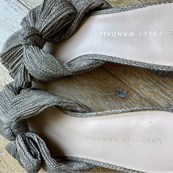 Loeffler Randall Emilia Pleated Lamé Knotted Mules Sandal Heels -Silver Glitter - Picture 12 of 16